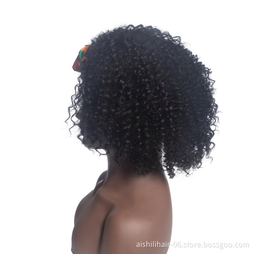 Aishili wholesale Afro curly deep wave synthetic wrap turban hair headband wig for black women
